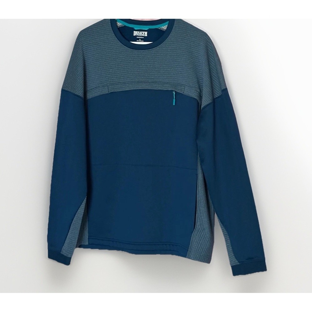Duluth Trading Co Sweater Mens‎ L Blue Pullover Fleece Long Sleeve Casual